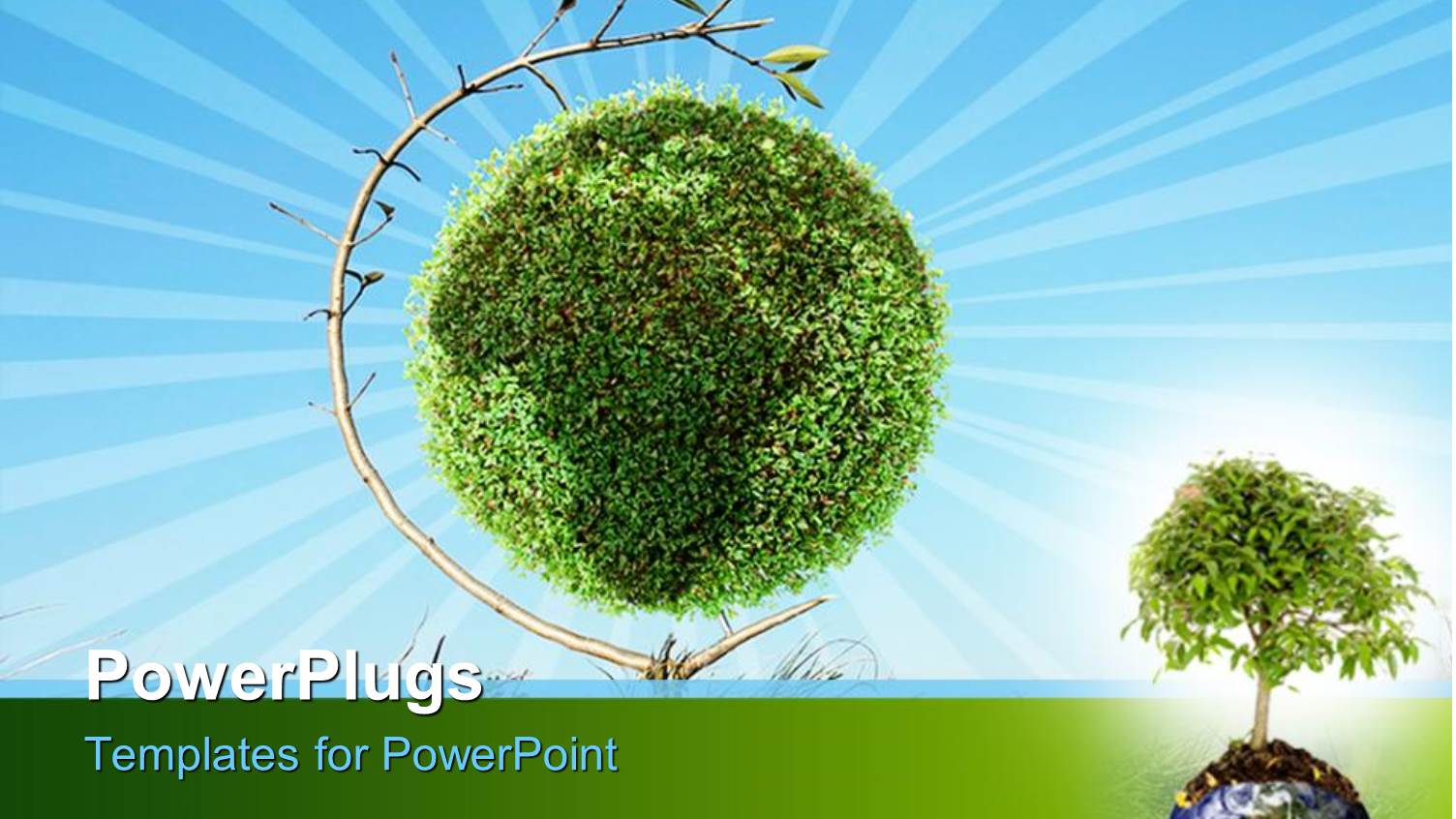 Mother Nature Environment, Green Globe little Tree and Underneath a World Blue Globe