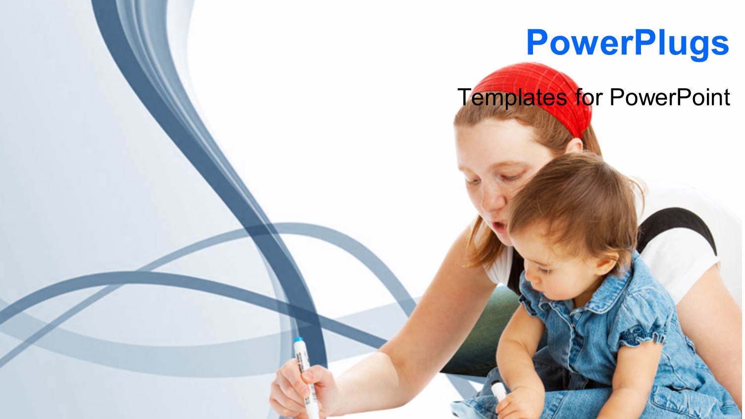 a Mother Teaching her Young Baby on a White Background