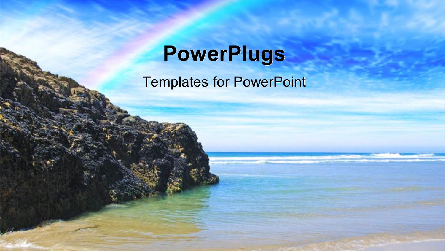 a Mountain and  Rainbow with the Sea