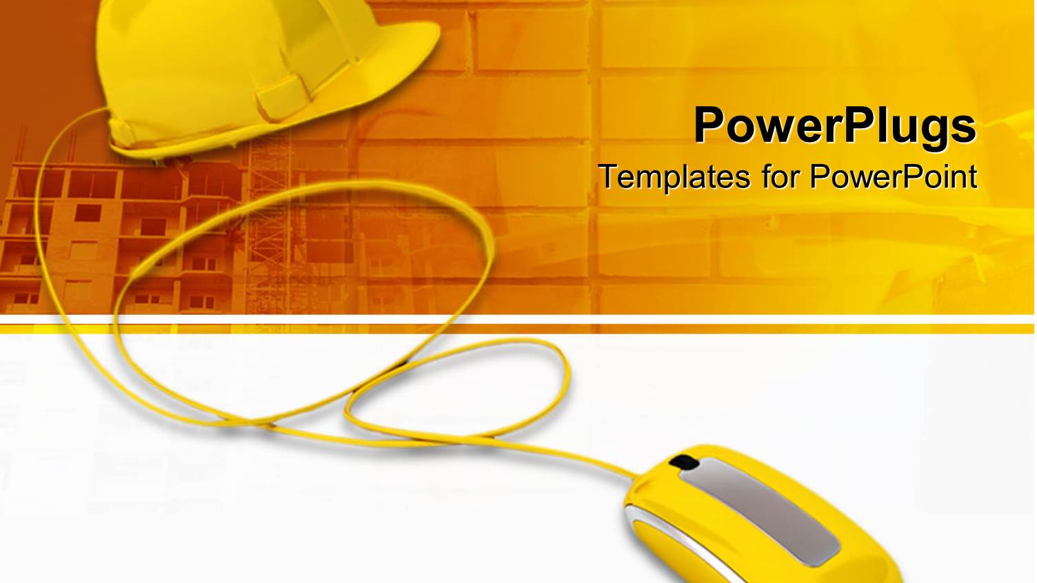 a Mouse Connected to a Construction Worker's Cap with Yellow Background