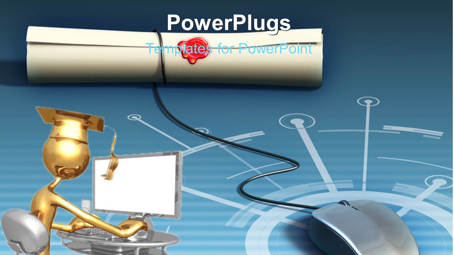 a Mouse and Figure Working on the Computer with Bluish Background