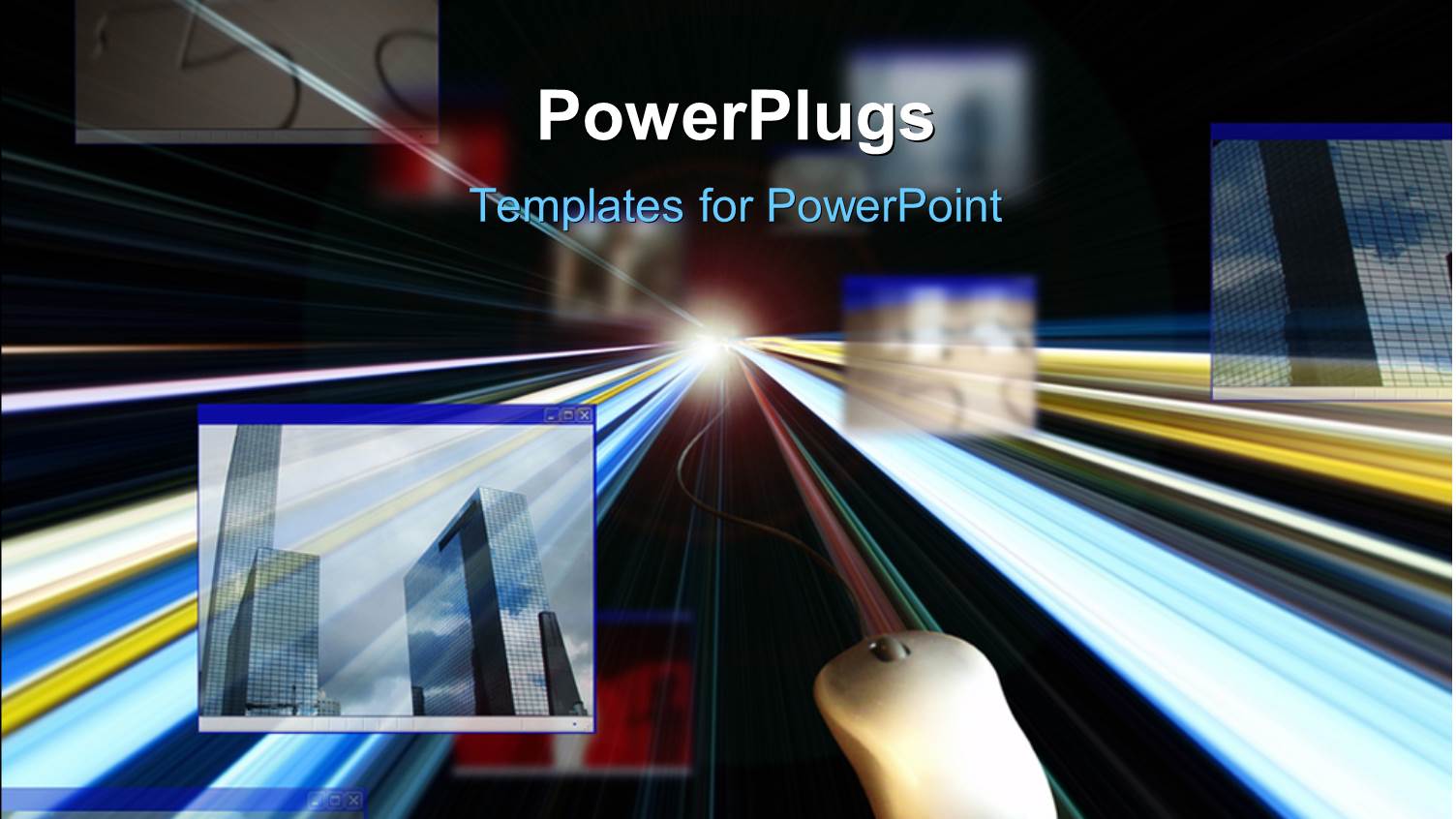 a Mouse with a Tile Showing Sky Scrappers on an Array of Lights