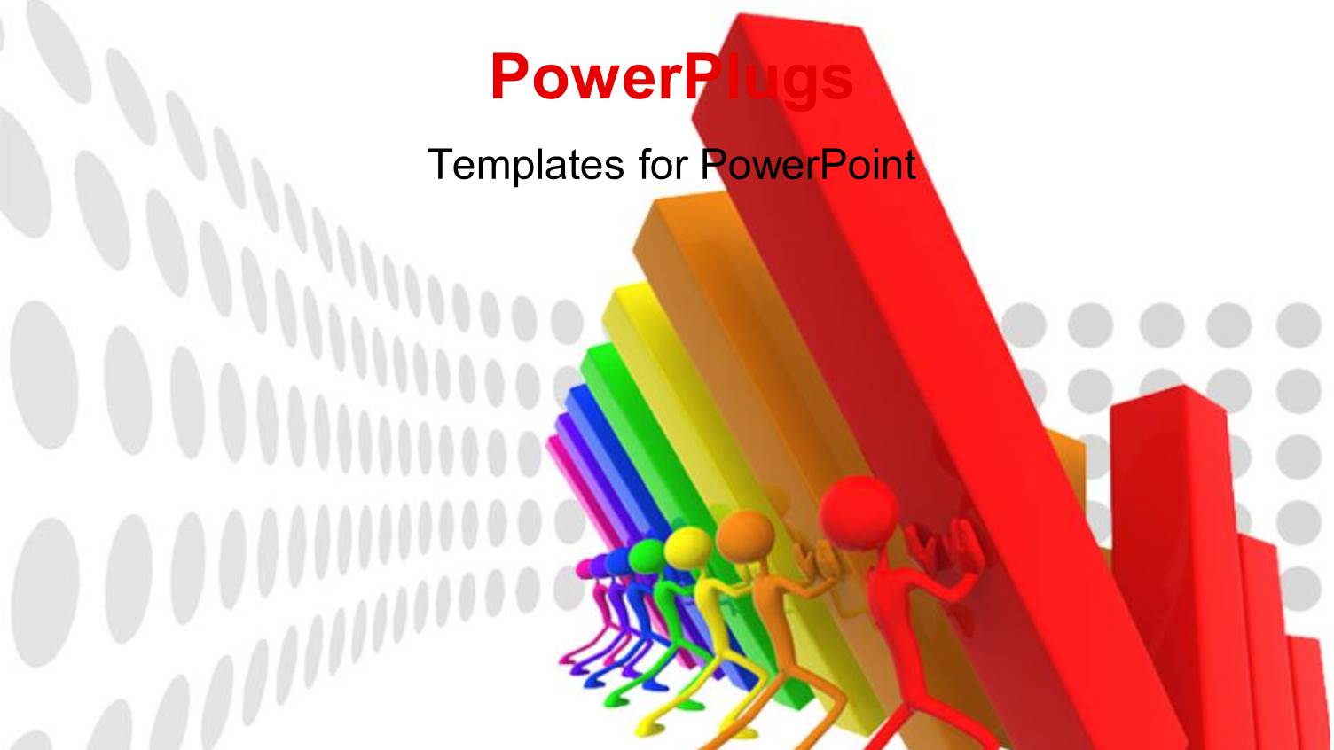 Multi Colored 3D Characters Pushing a Bar Chart on a White Background