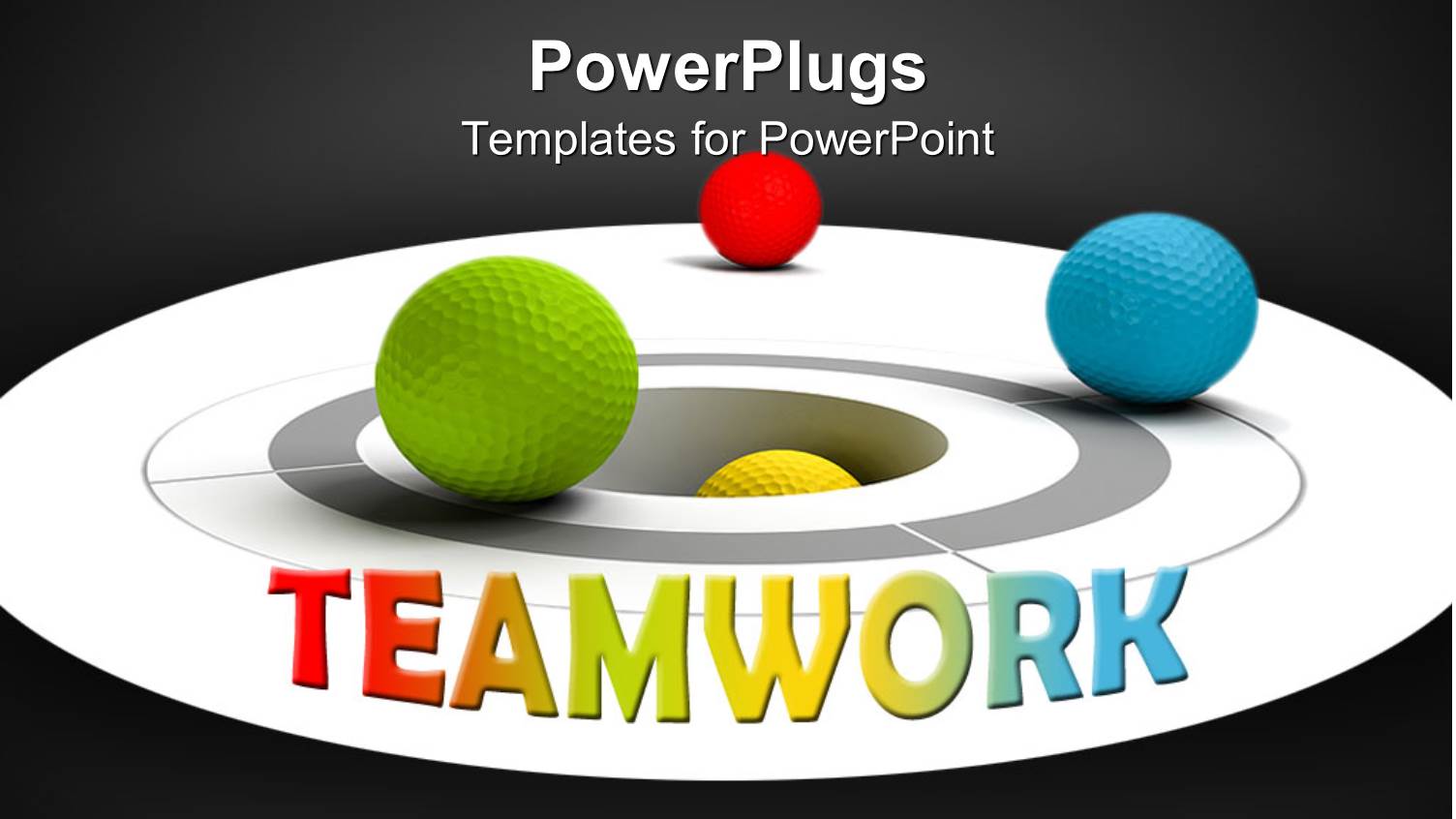 Multi Colored Balls on a Circular Surface with Teamwork Text