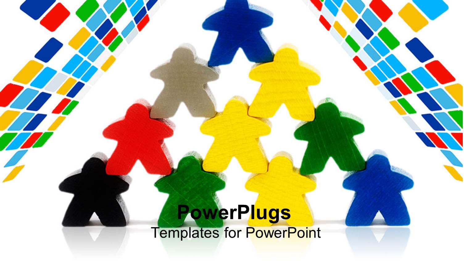 Multi Colored Human Characters Stacked Up in a Pyramid Shape