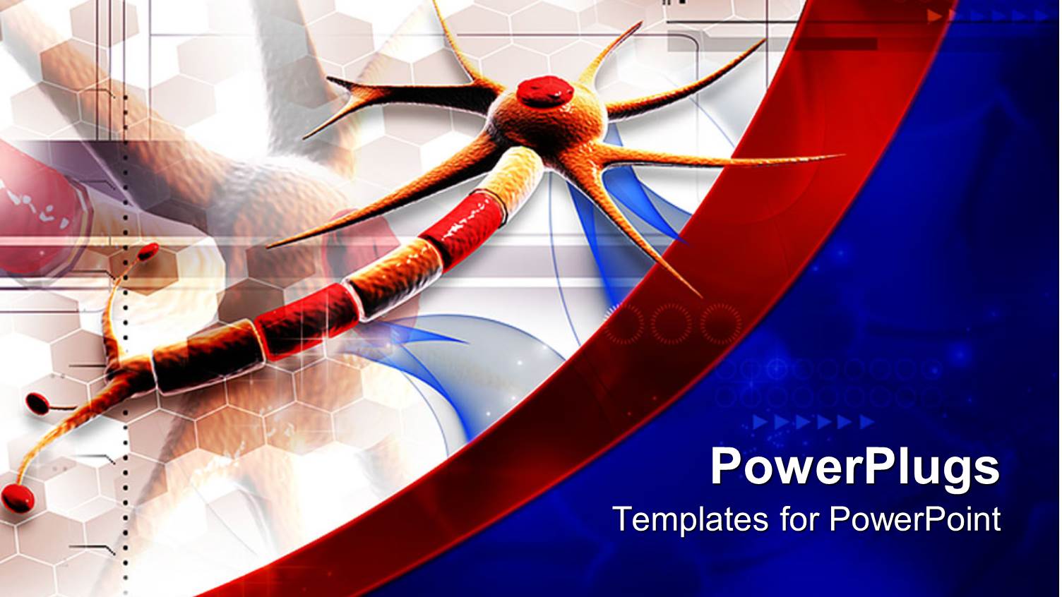 Multi Colored Neuron Thread, on a Blue and Red Image