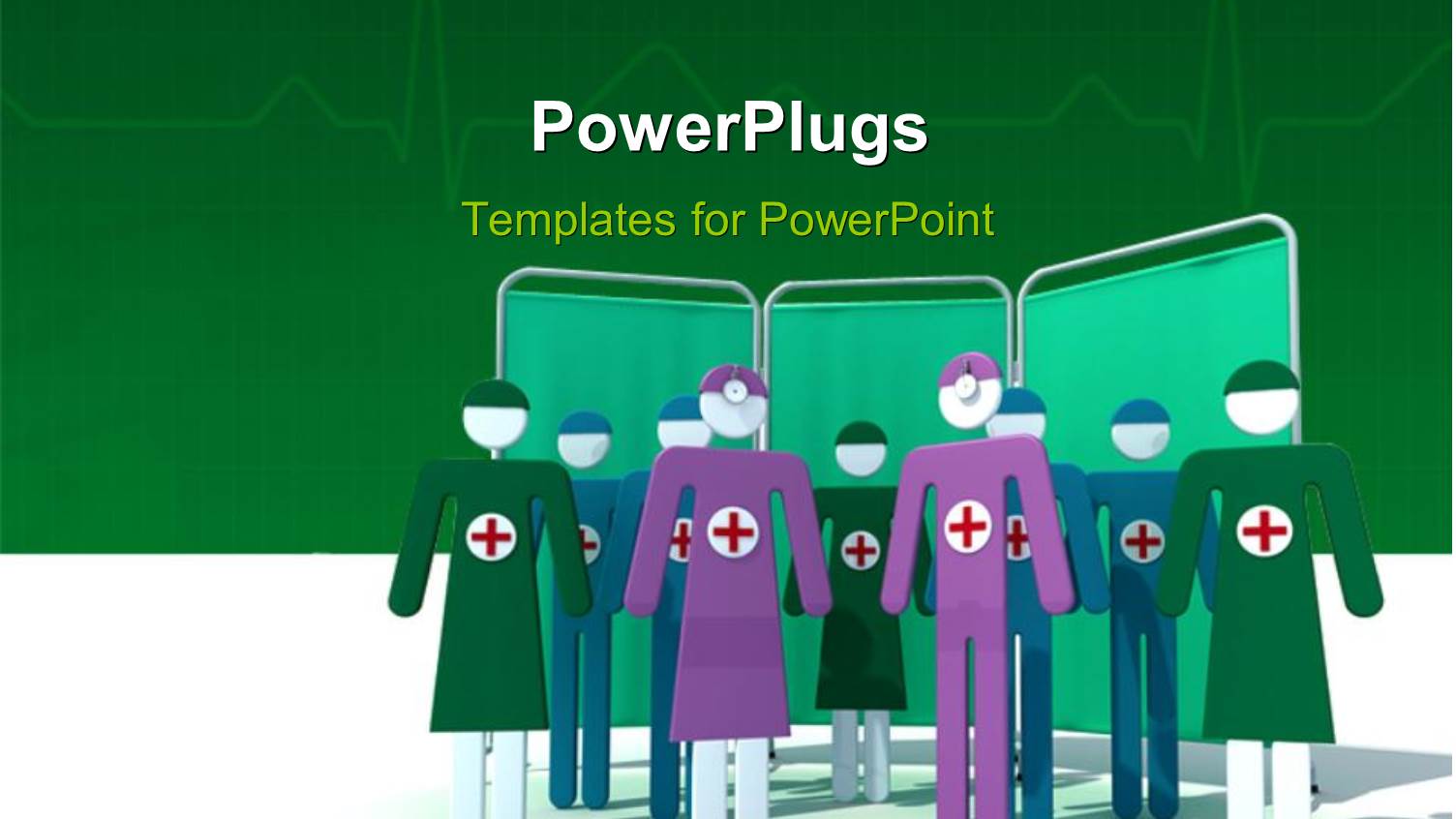 Multi Colored Nurse Characters on a Green Colored Background
