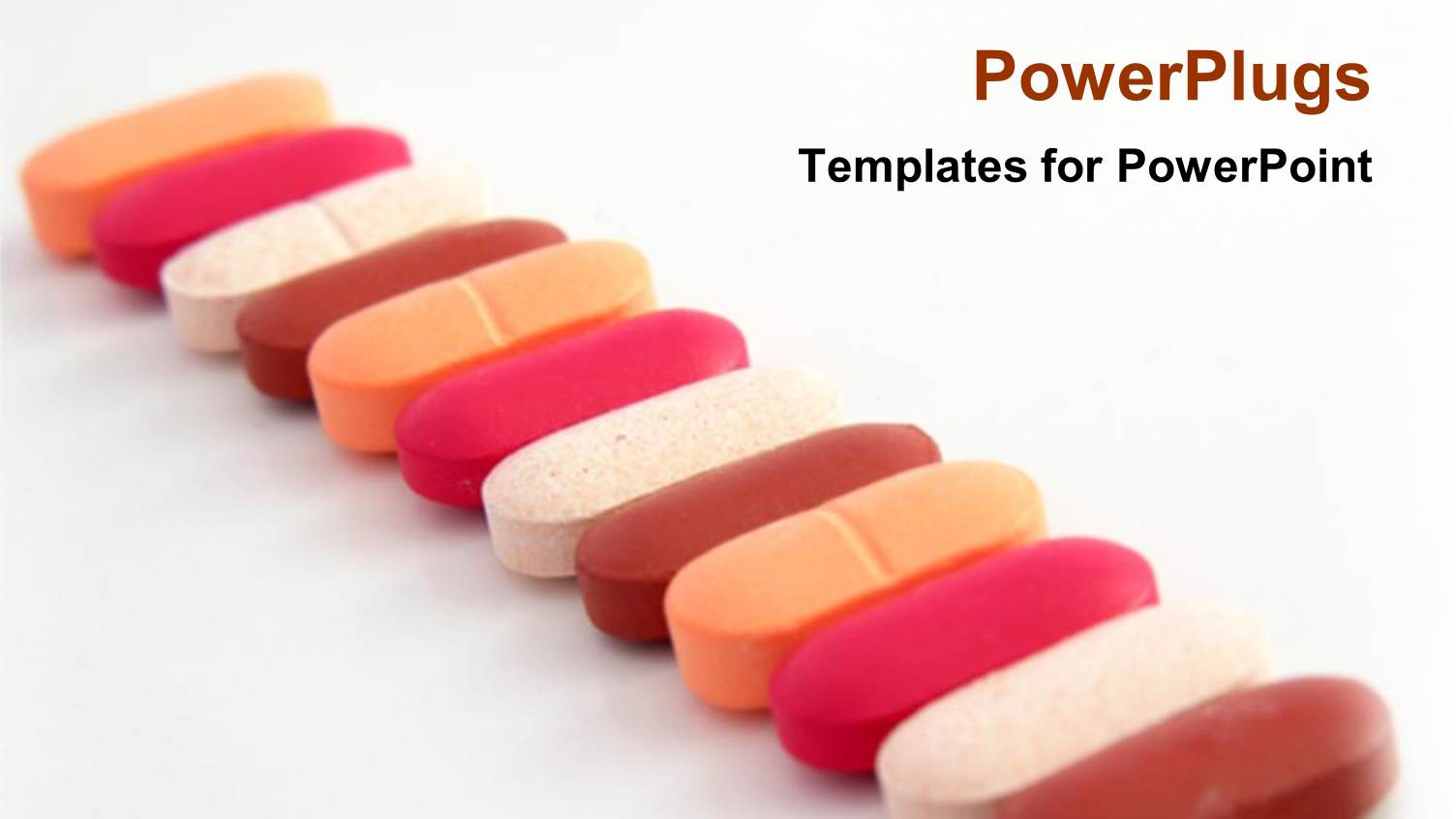 Multi Colored Pills Lined Up Straight on a White Background