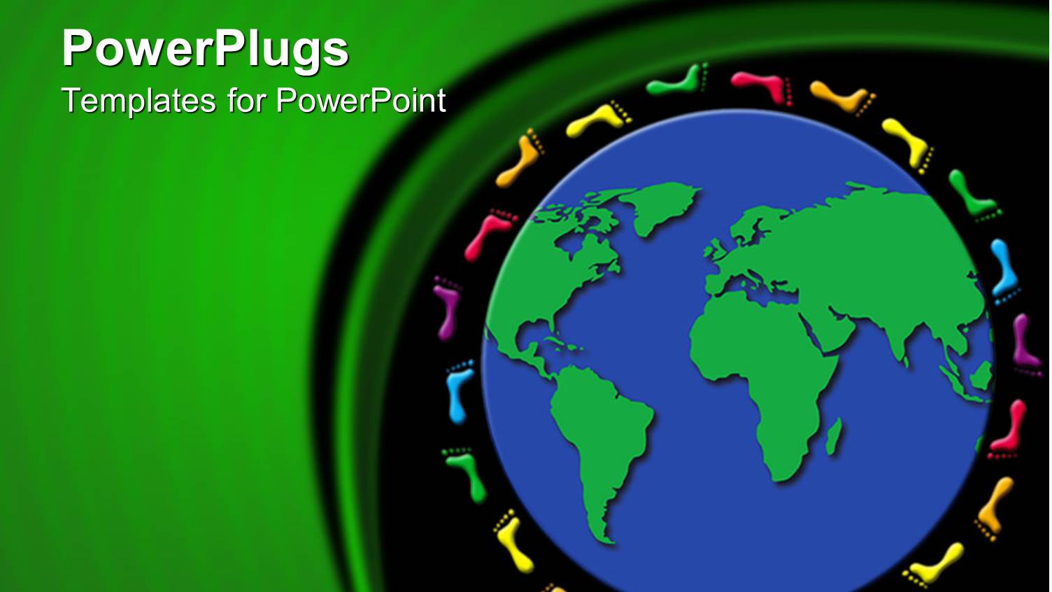 Multicolored Foot Prints Walking Around Blue and Green Globe