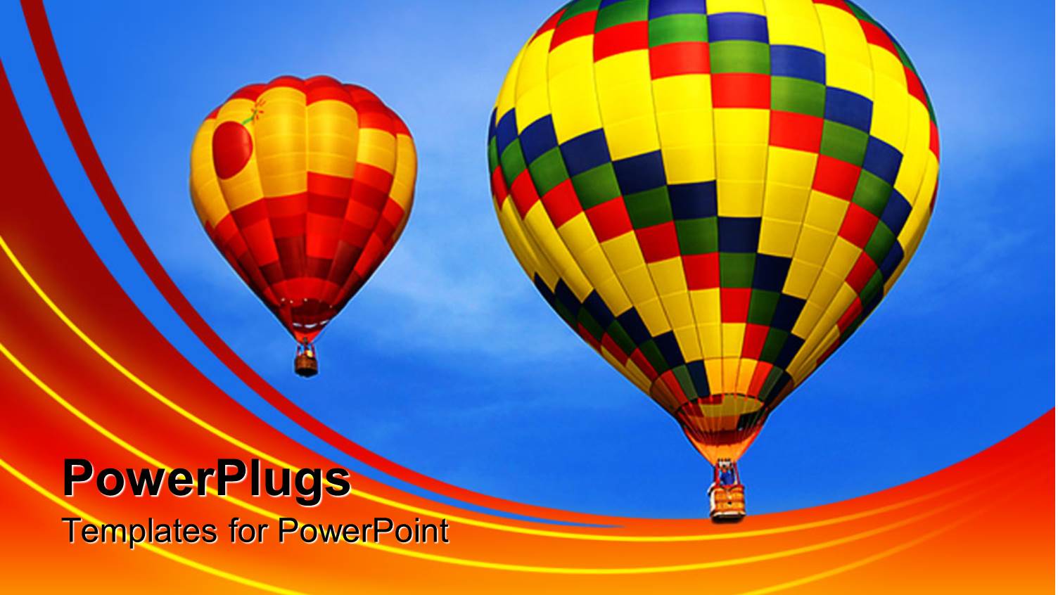 Multicolored Hot Air Balloons Drifting across Clear Blue Sky