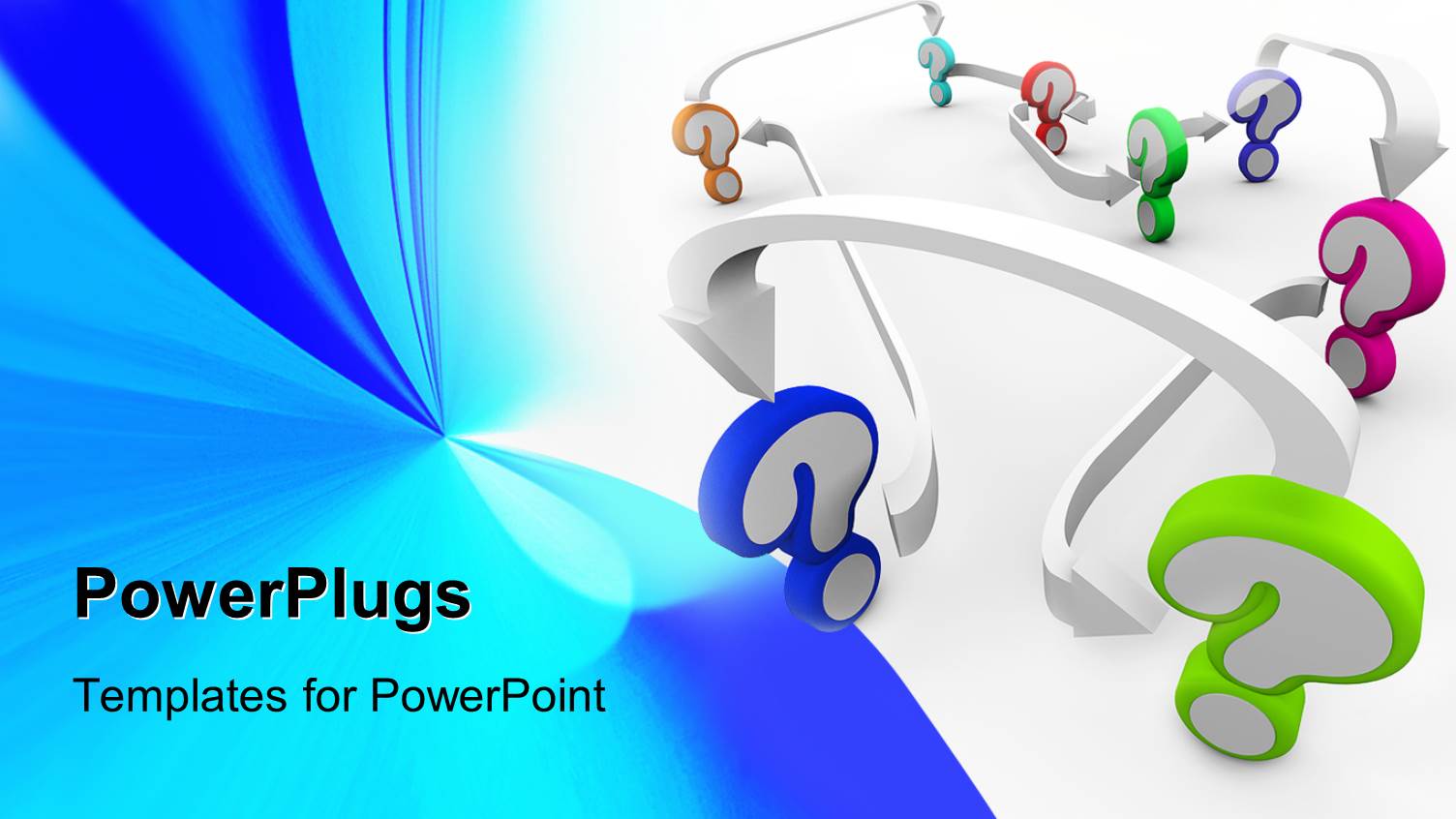 Multicolored Question Marks with Arrows Pointing from One to the Next