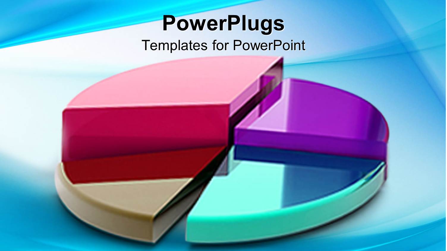 Multicolored Three Dimensional Pie Chart on Blue Background