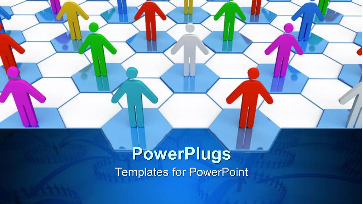 Multicolored Two Dimensional Figures on Blue and White Hexagonal Background