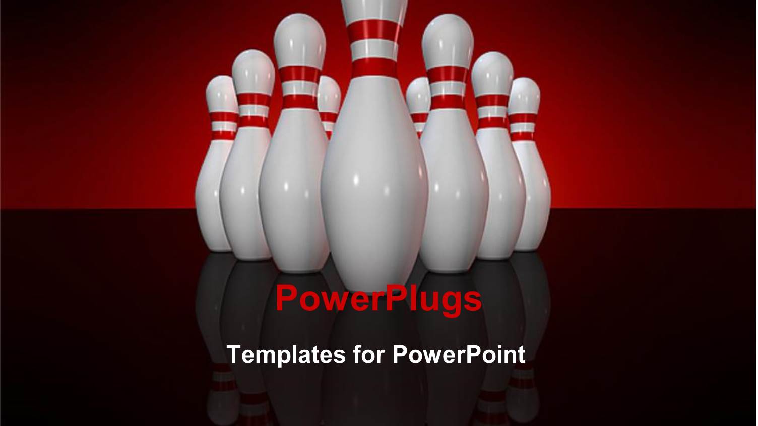 Multiple White Bowling Pins with Red Lines on Red Surface