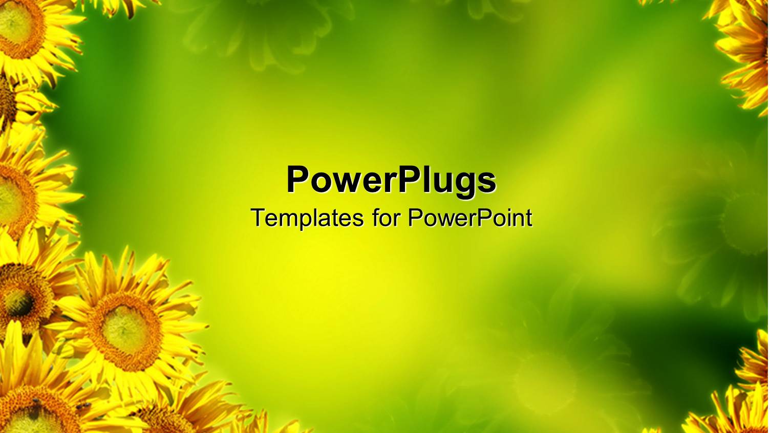 Multiple Yellow Sunflowers on Edges with Green Background at Center