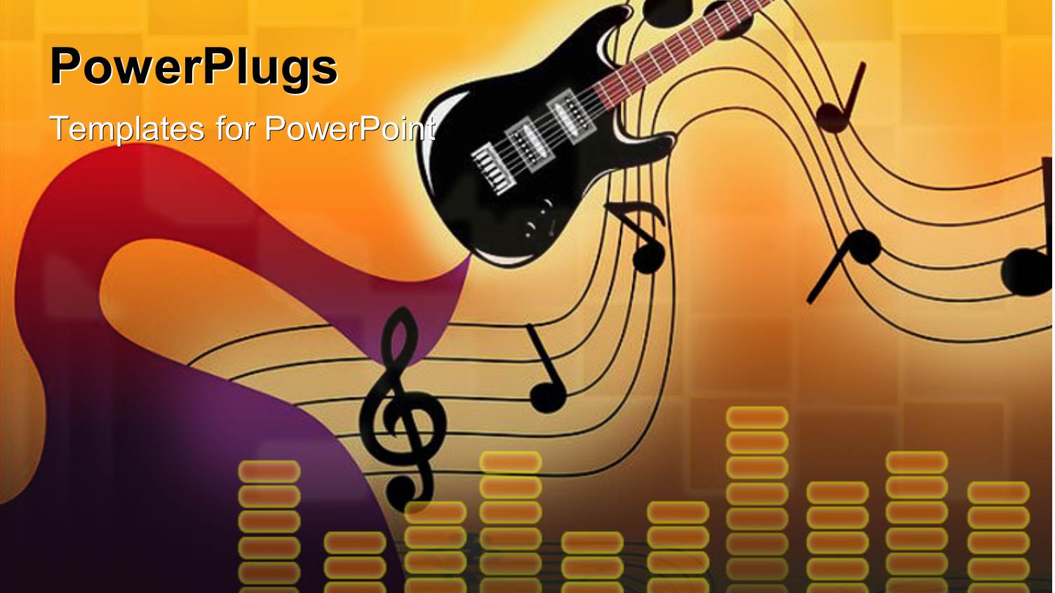 Music Depiction with Equalizer Bars Music Symbols and Guitar 