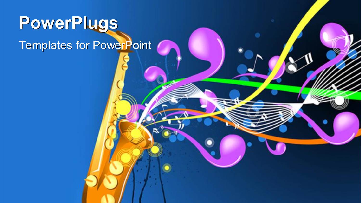 Music Depiction with Saxophone Playing and Purple Music Symbols