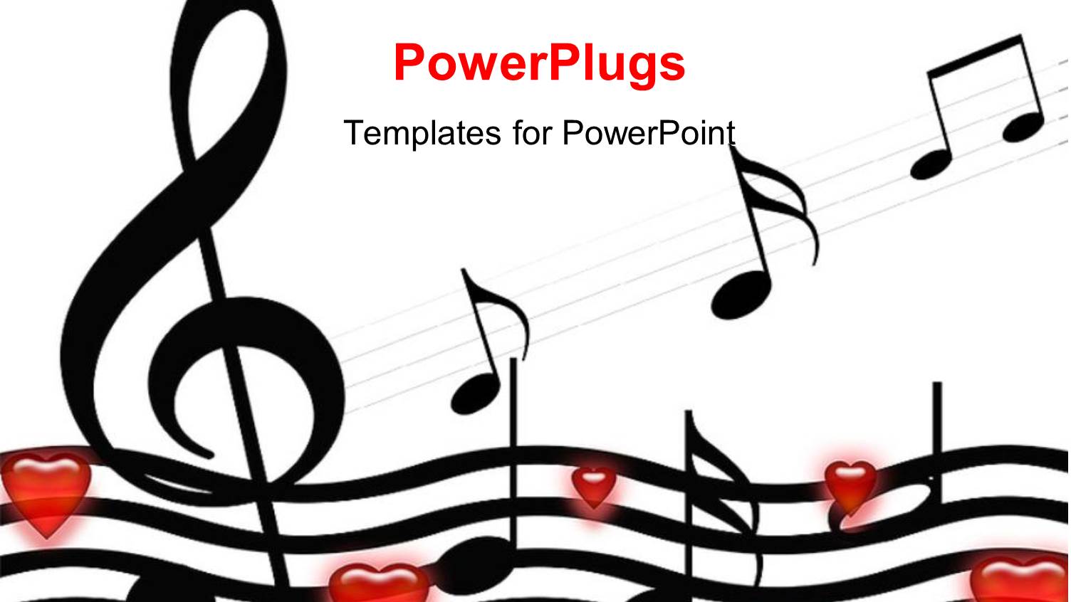 Music Symbols and Hearts Over White Background