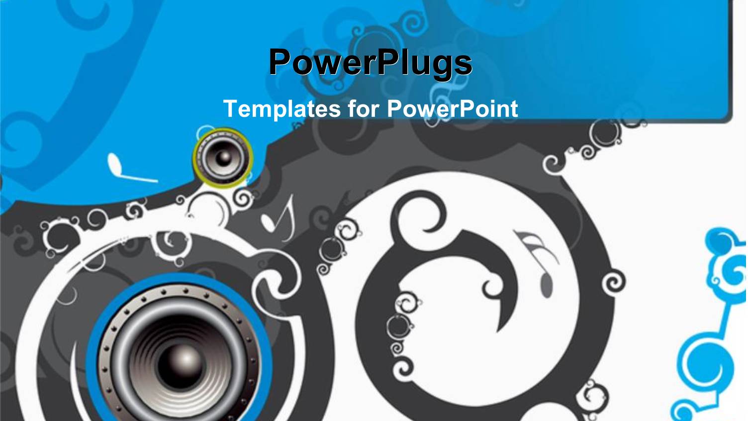 Music Theme with Abstract Representation of Music and Music Notes on Gray, White and Blue Background