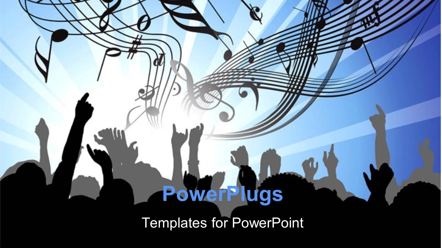 Musical Charts and Symbols with Silhouette of People Dancing at Musical Concert