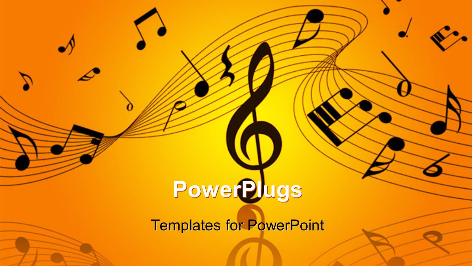 Musical Notes and Symbols Over Orage, Yellow Background