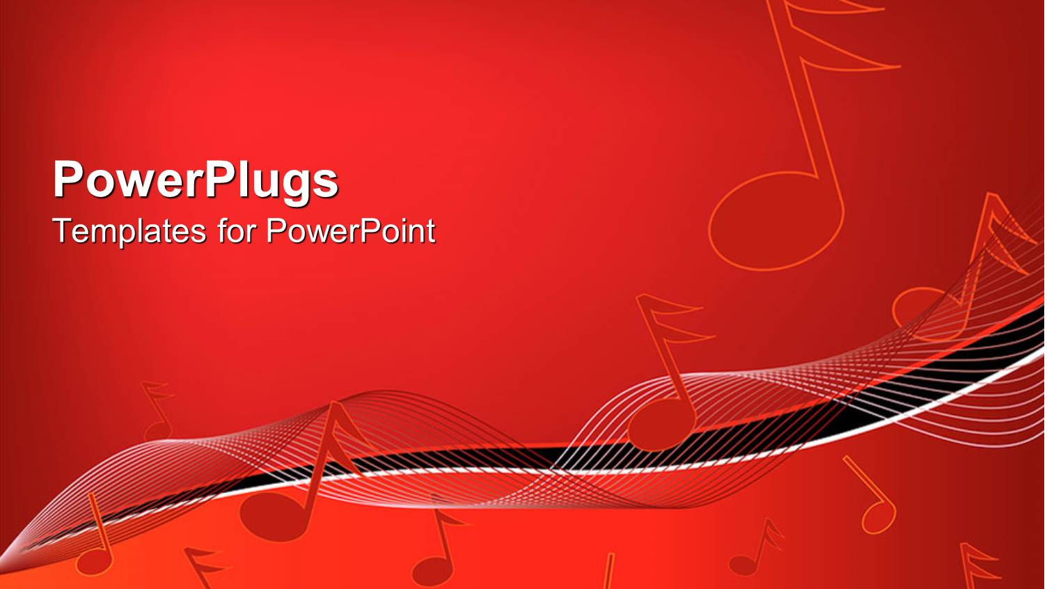 Musical Notes on Wavy Lines on Gradient Red Background