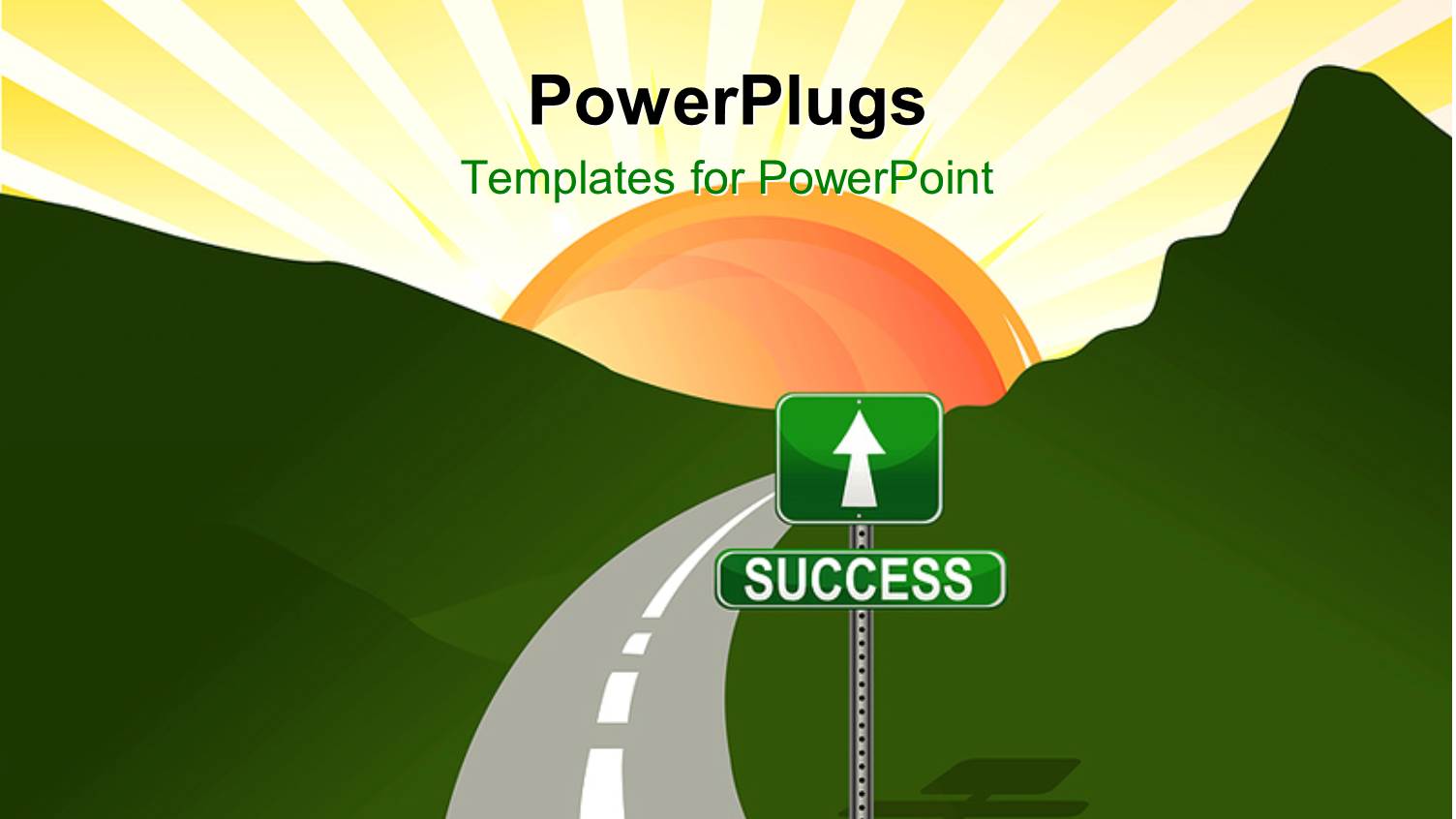 Narrow Two Lane Road Through Hills with Street Sign to Success