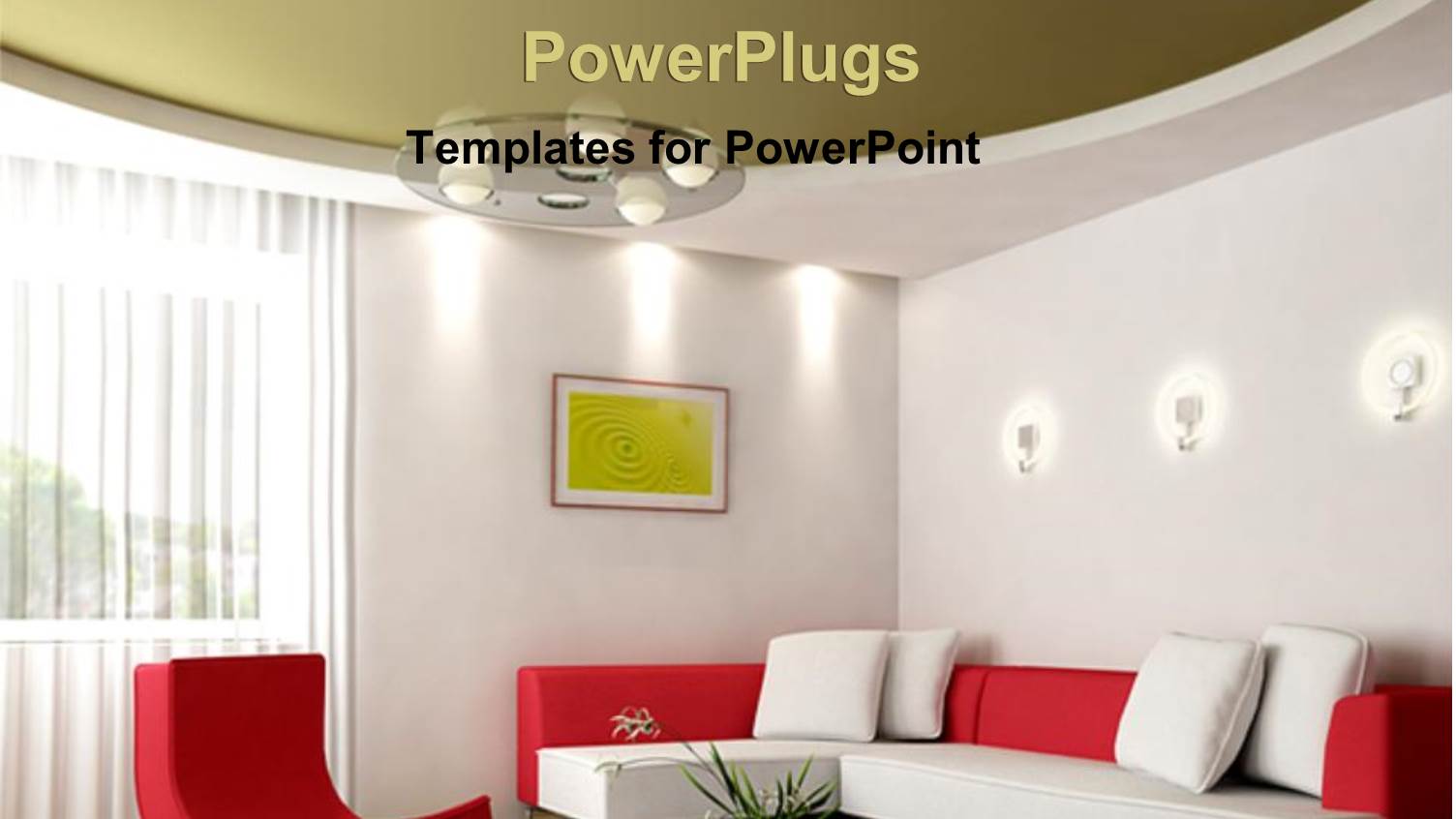 Neatly Arranged Sitting Room with Red and White Couches