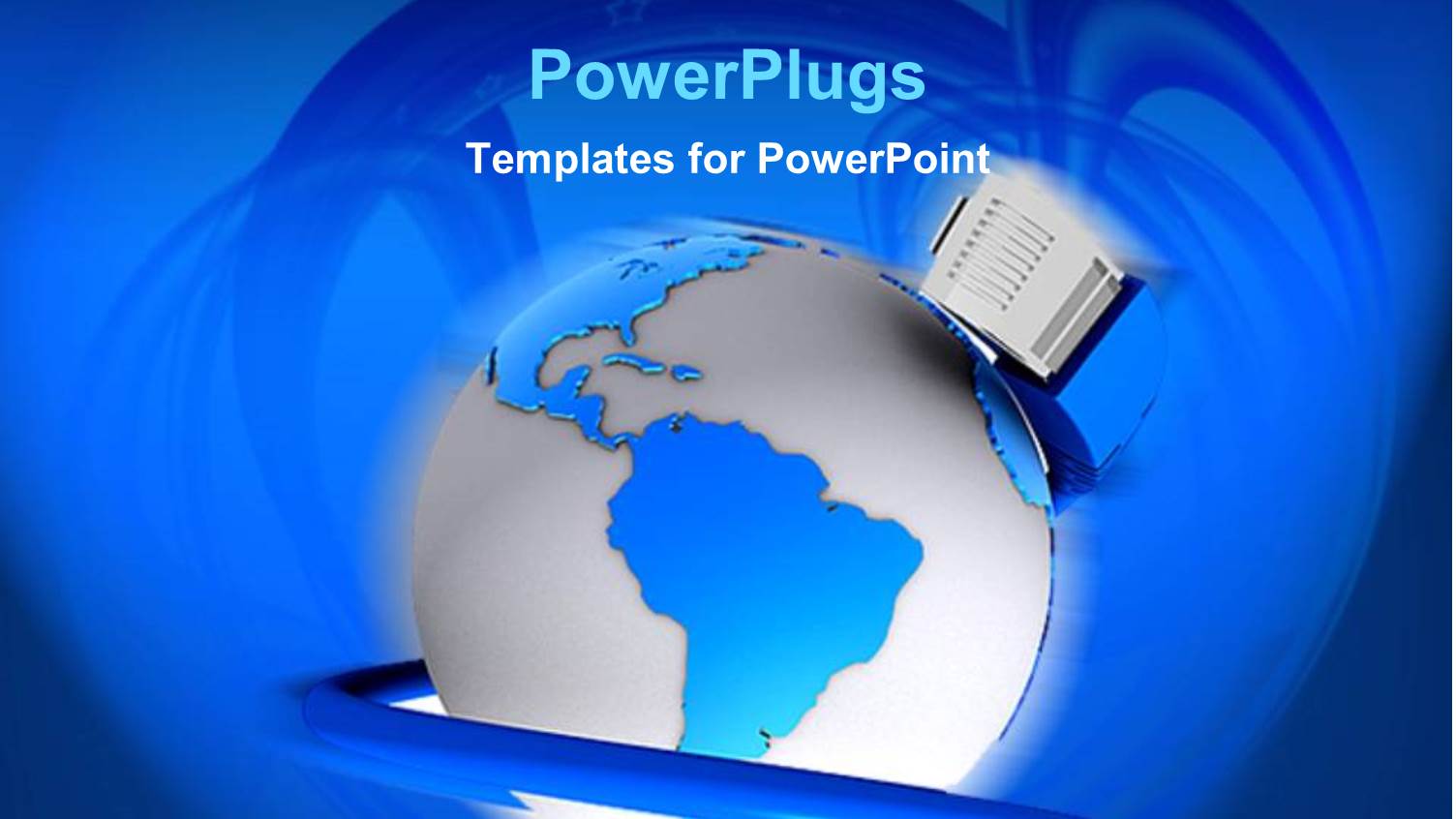 Network Cable Wound Round Blue and White Earth Globe on Blue Background