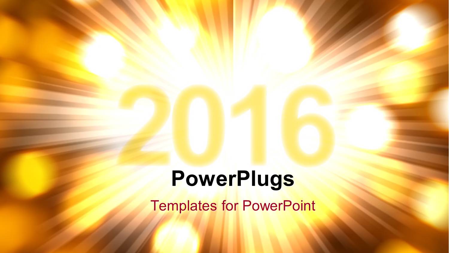 New Year 2016 with Glowing Rays and Lights from the Background