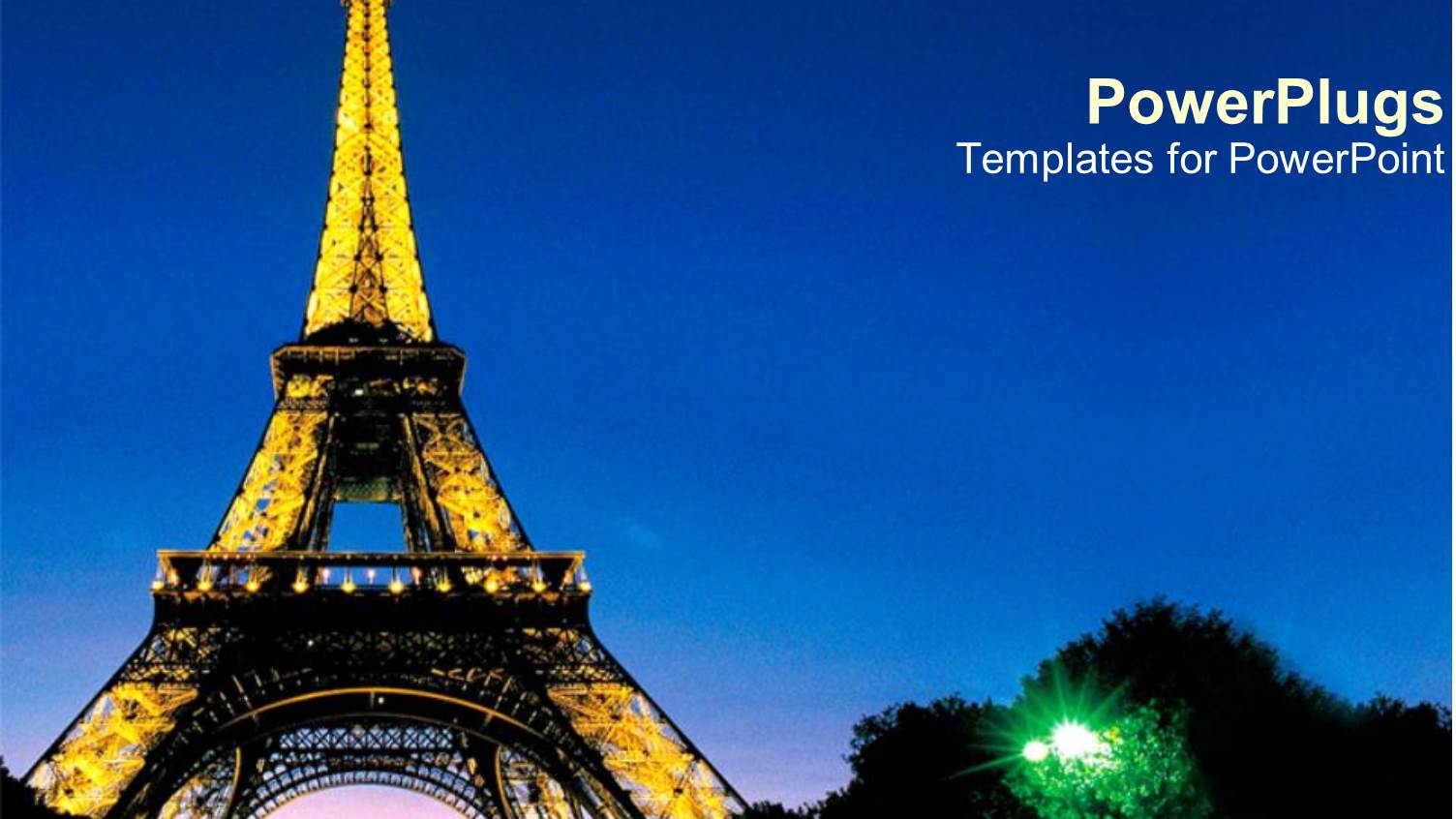 Night View of the Eiffel Tower in France with Lights