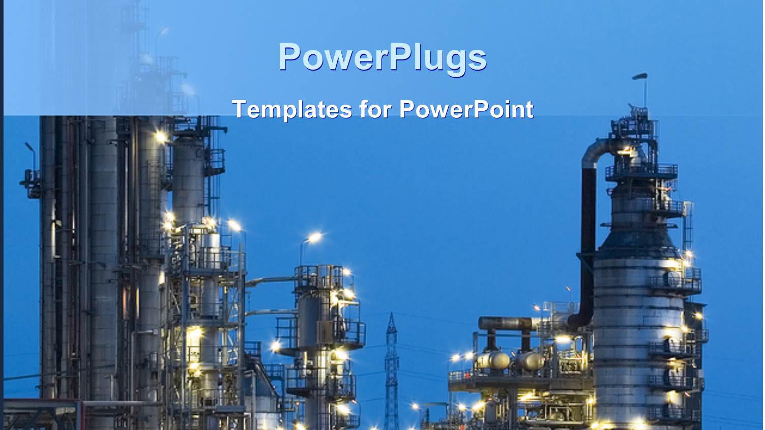 Night View of Industry with Lights on Blue Background