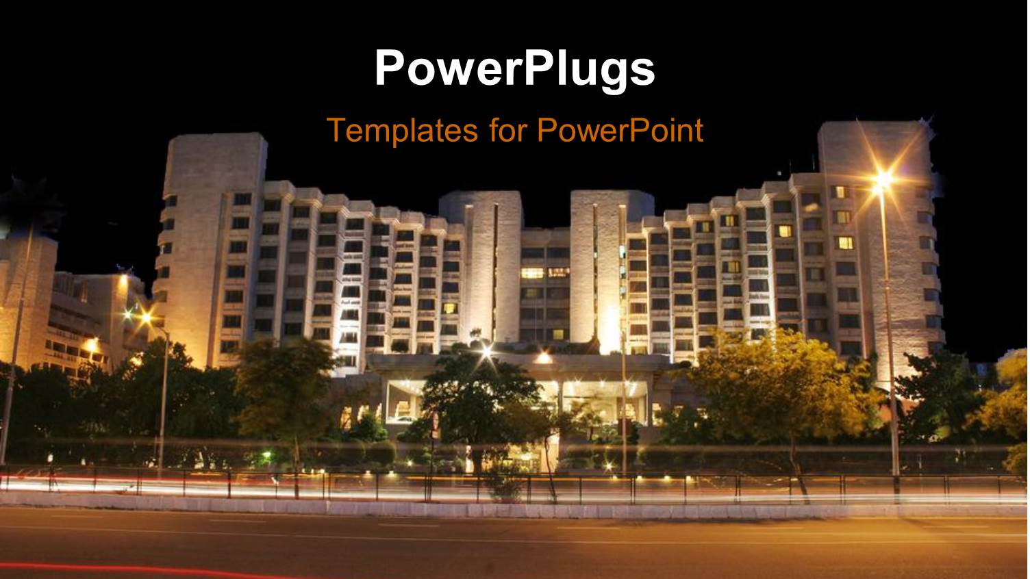 Night View of a Lighted High Tower with a Beautiful Landscape