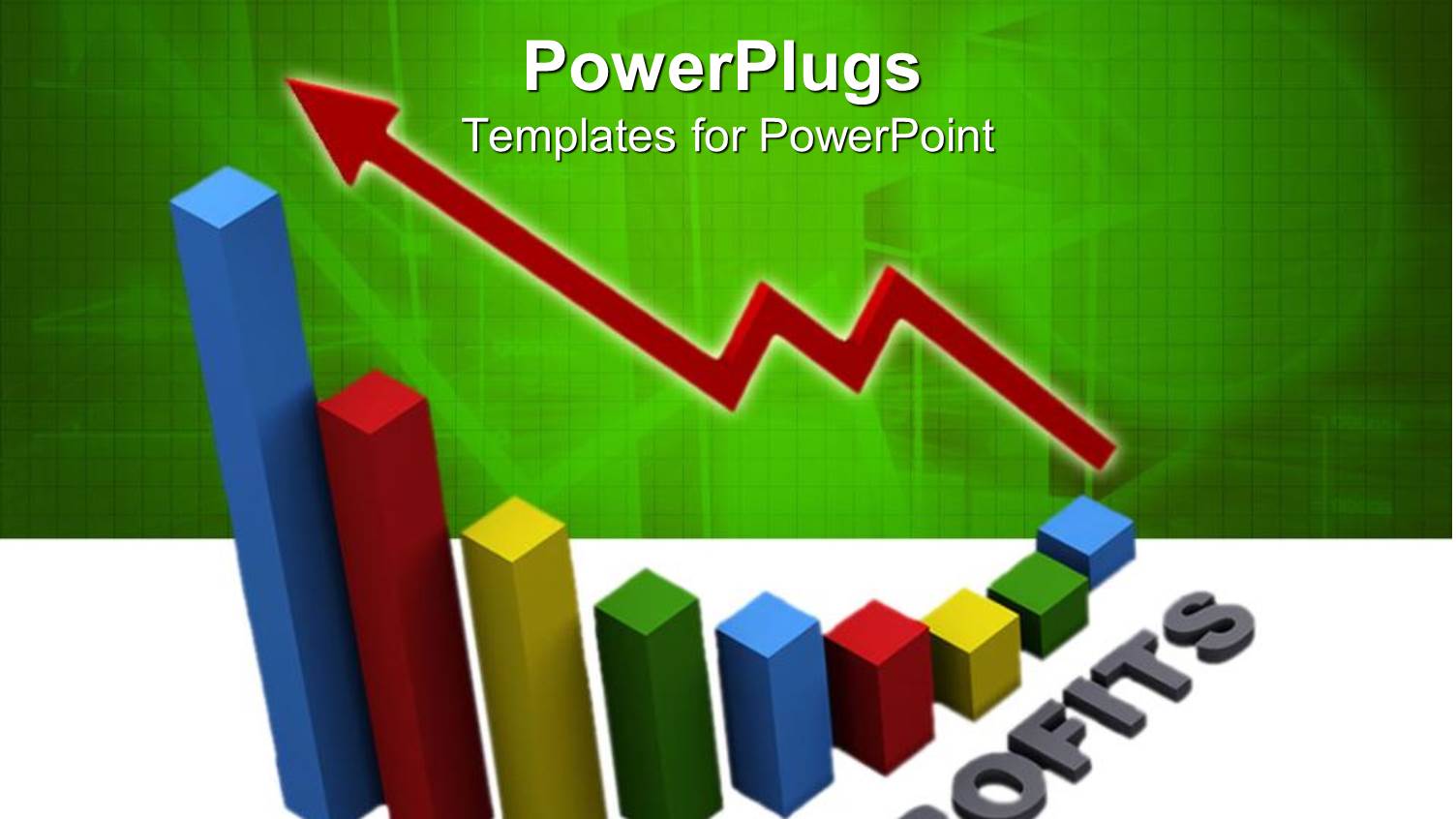 Nine Multi Colored Bars with a Zigzag Red Arrow