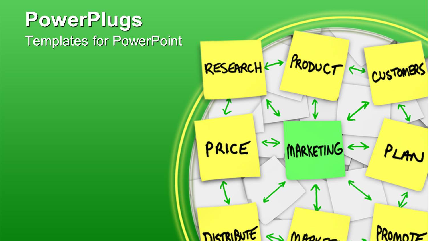 Nine Square Sticky Notes with Written Words and Arrows
