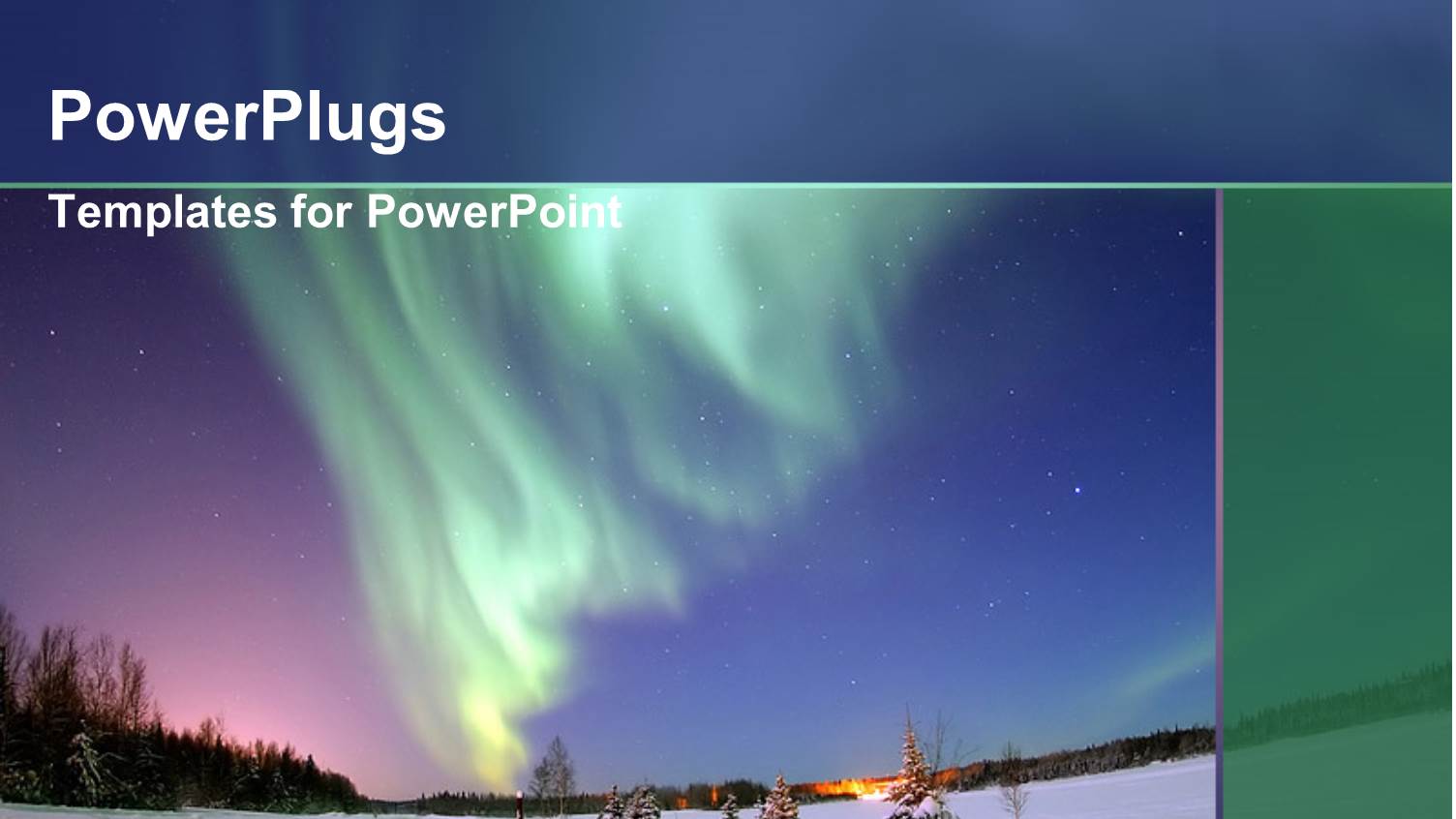 Northern Lights Over Snowy Landscape just after Sunset
