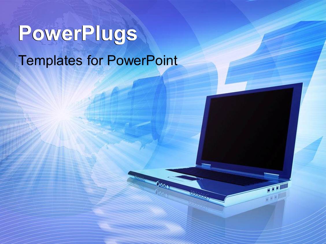 Powerpoint Template Notebook Laptop With Numbers In The Background And Depiction Of Transparent Computer Templates For Powerpoint