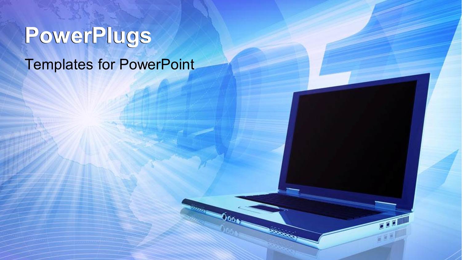 Notebook Laptop with Numbers in the Background and Depiction of Transparent Globe with Light Rays Coming Out of its