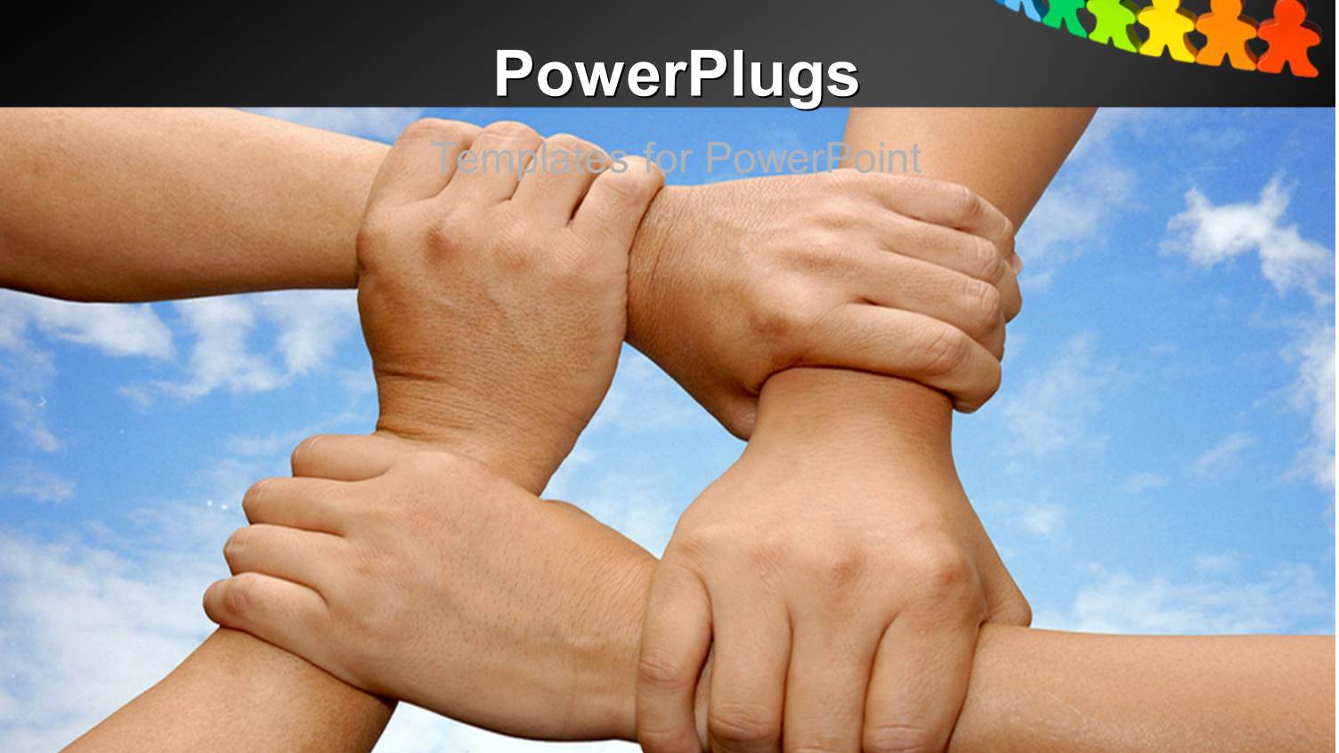 a Numbe Rof Hands Holding Together with Sky in Background