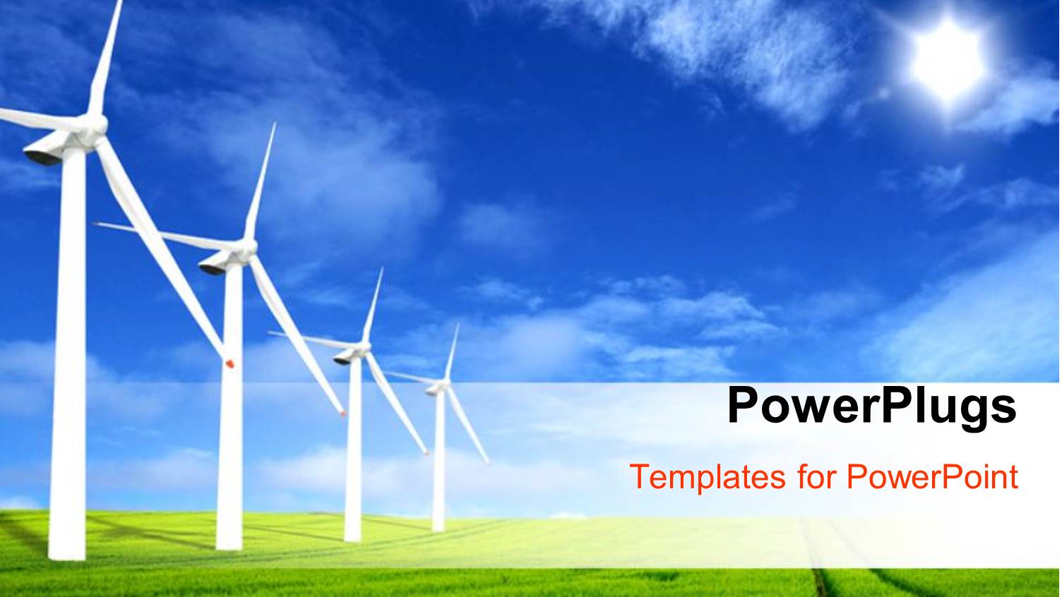 a Numbe Rof Windmills in the Line and a Sky in Background