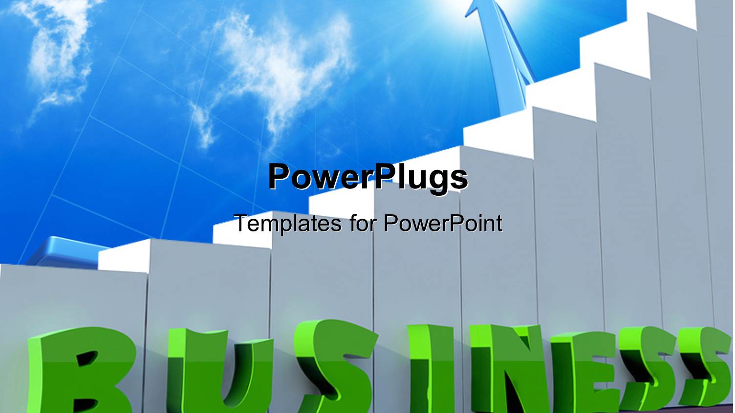 a Number of Bars with the Word Business and Clouds in Background