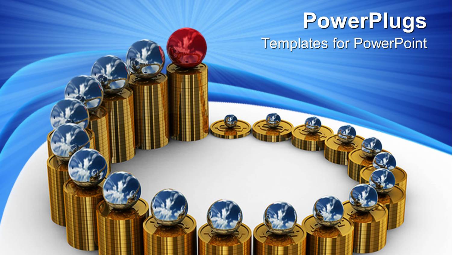 a Number of Blue Balls with the Red Ball in Front