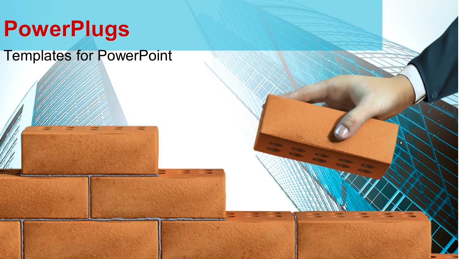 a Number of Bricks Creating a Wall with Skyscrapers in Background