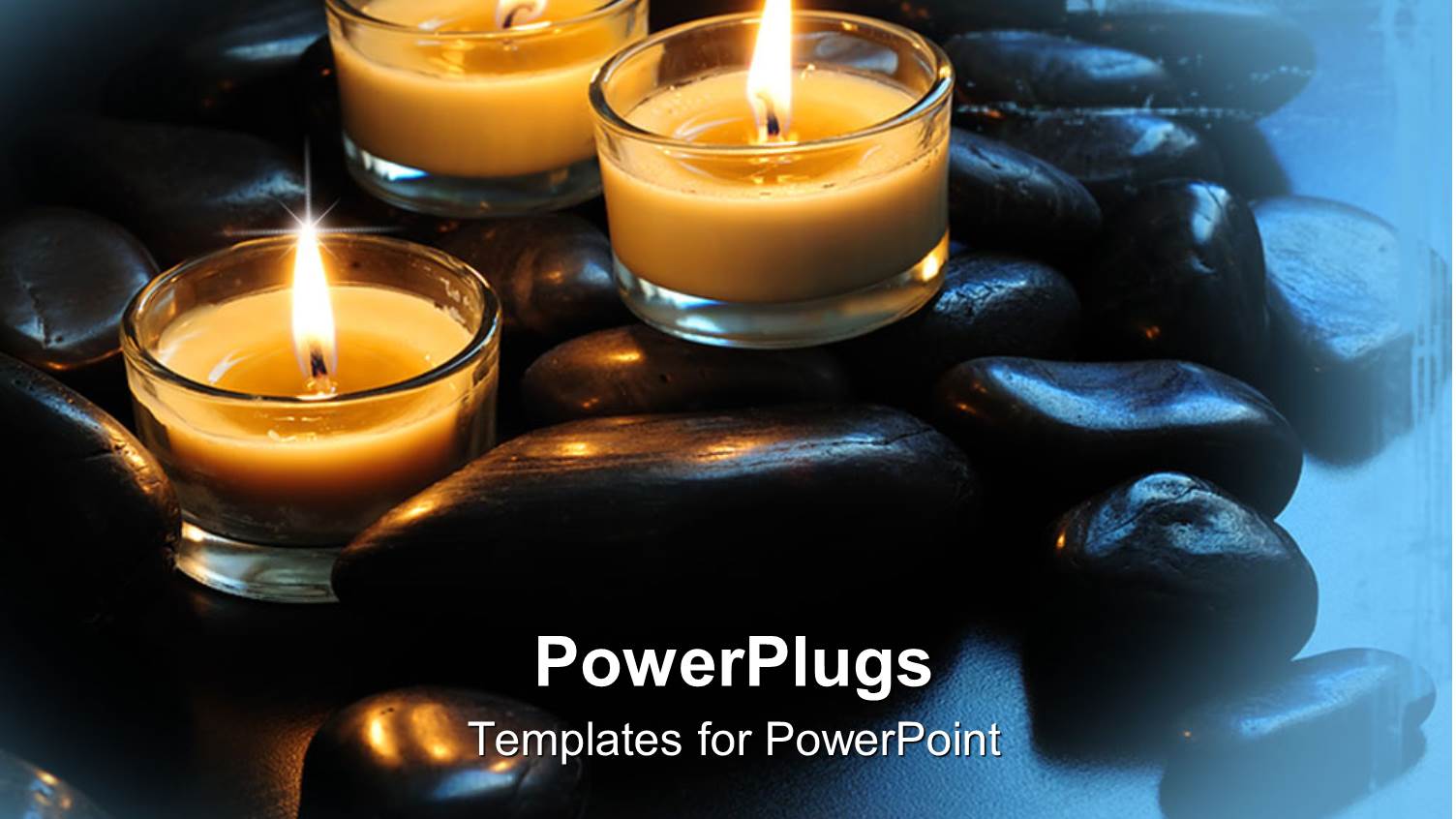 a Number of Candles with Bluish Background