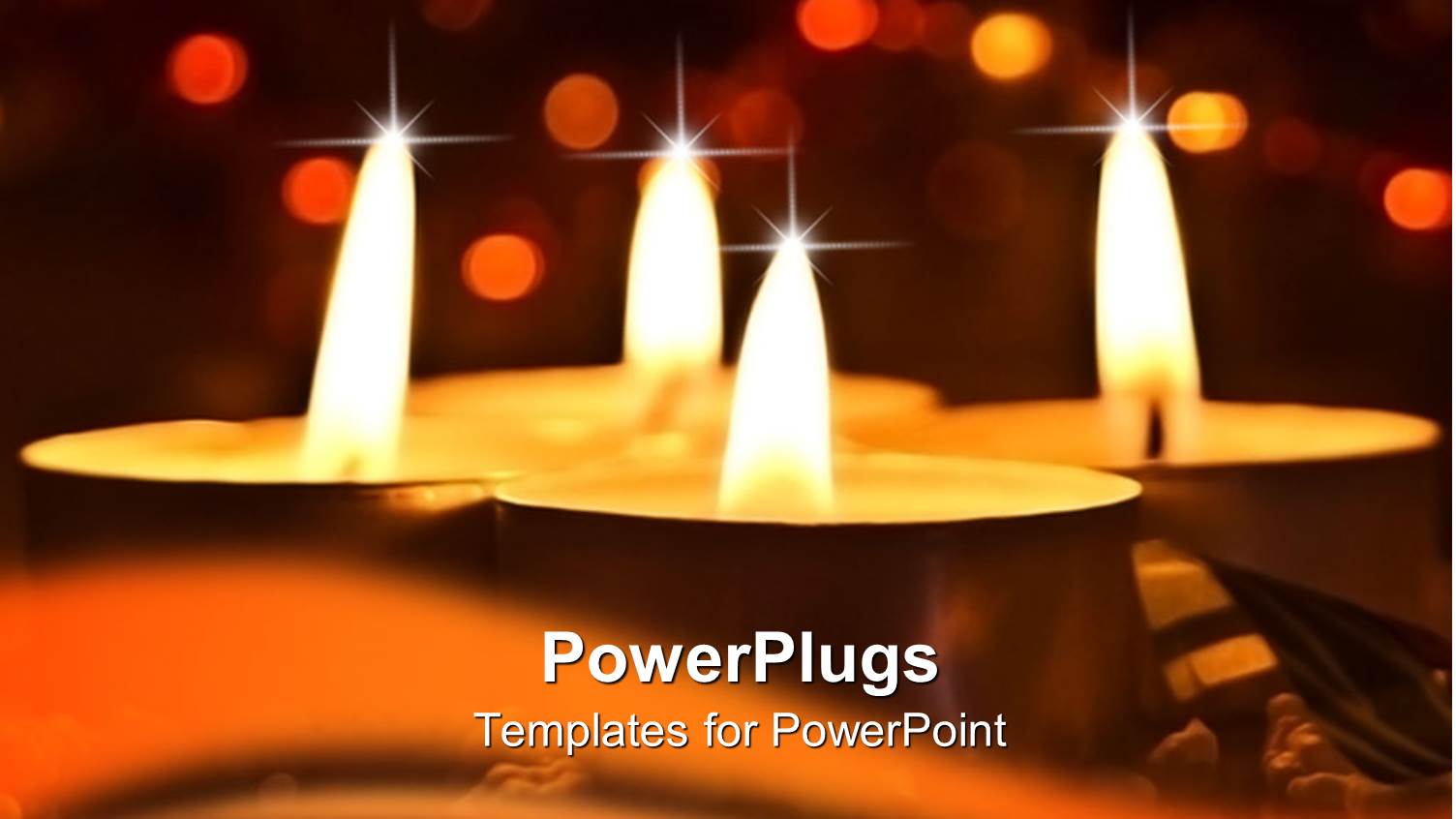 a Number of Candles Burning with a Background of City Lights