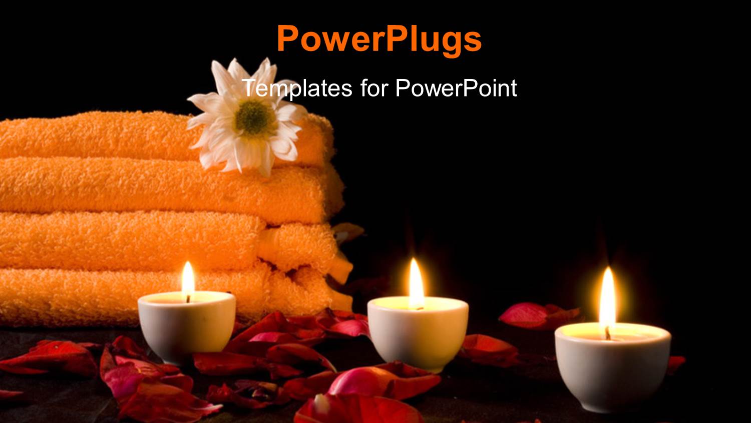 a Number of Candles with Spa Material in the Background