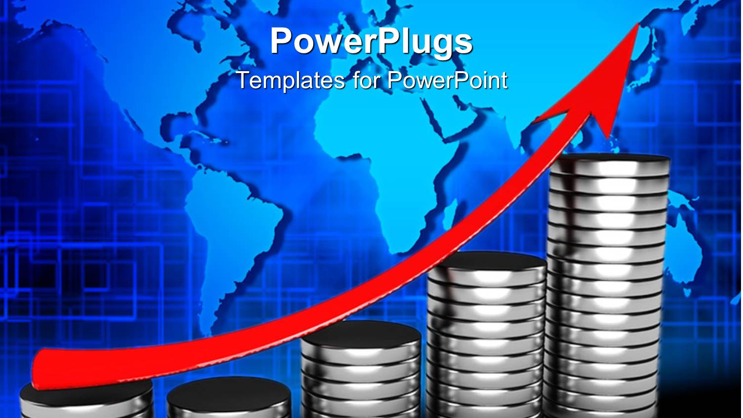 a Number of Coins Making the Growth Table with Map in the Background