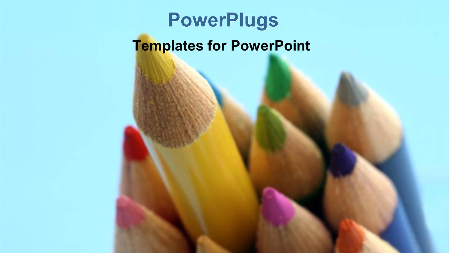 a Number of Color Pencils with Bluish Background