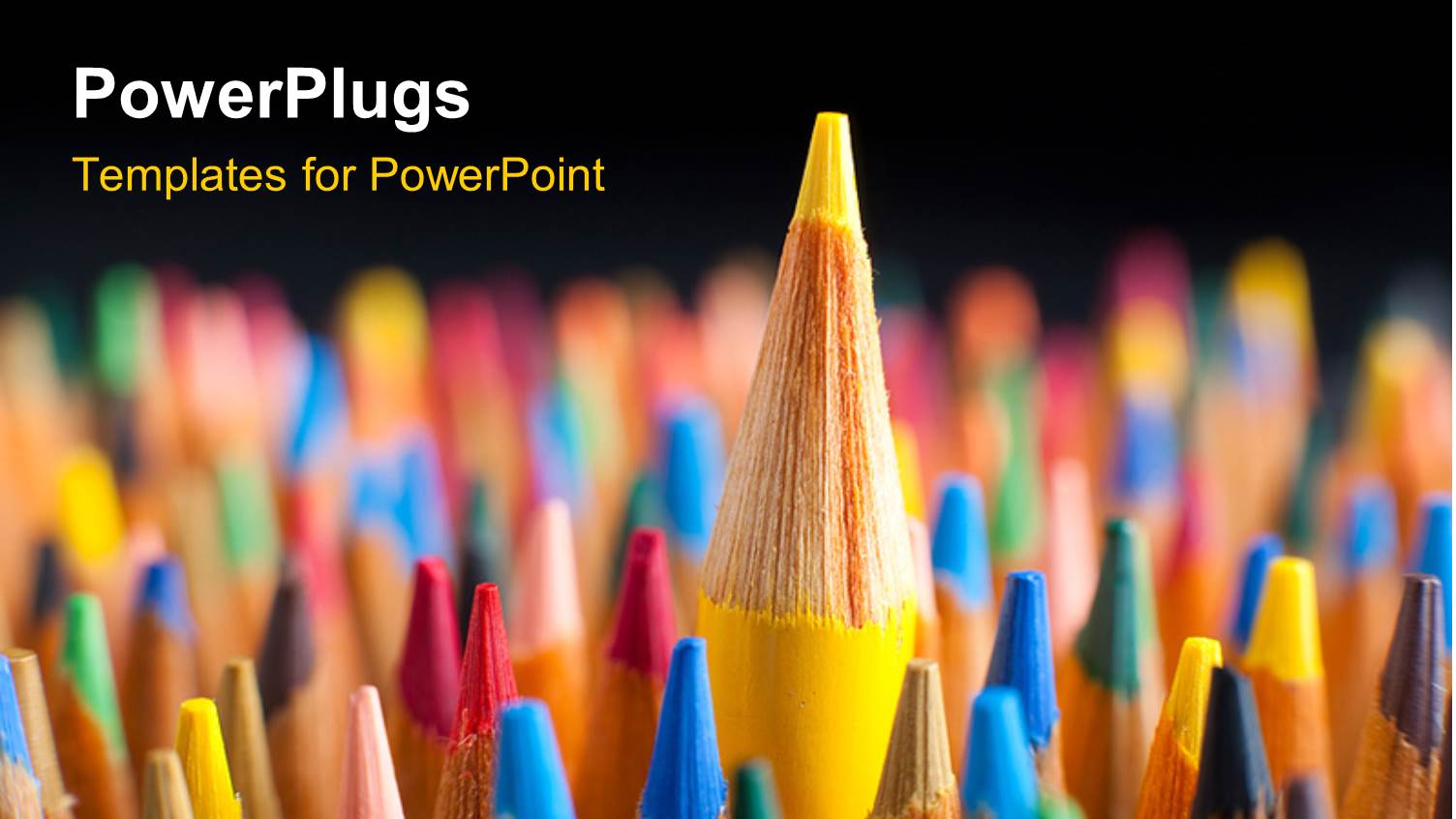 a Number of Color Pencils with a Yellow One on Top and Blackish Background