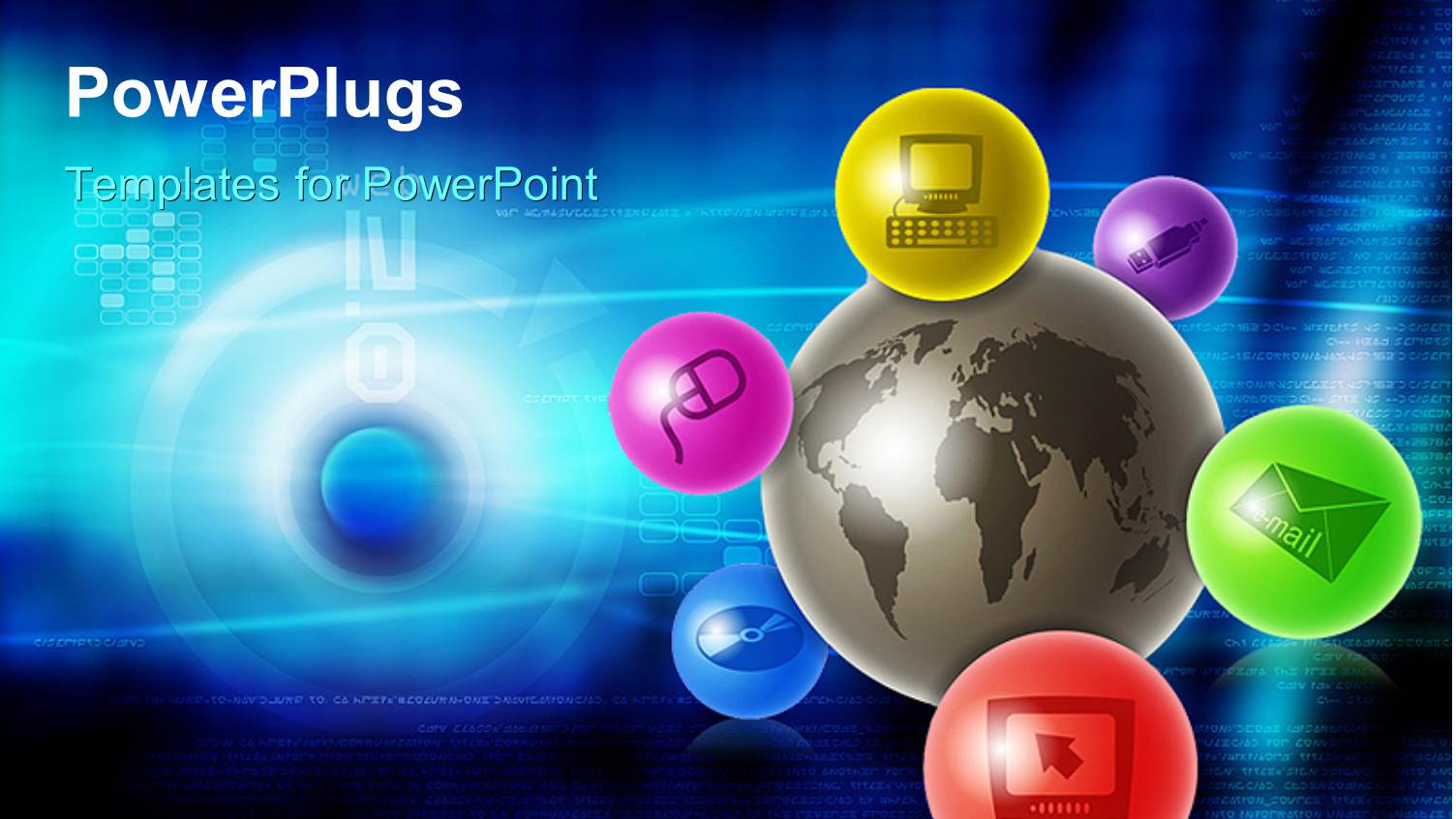 a Number of Colorful Balls Attached with the Globe and Bluish Background